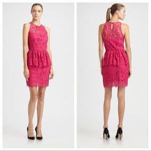 Milly Liza Lace Peplum Mini Dress Hot Pink 2 Wilshire Barbie Barbiecore